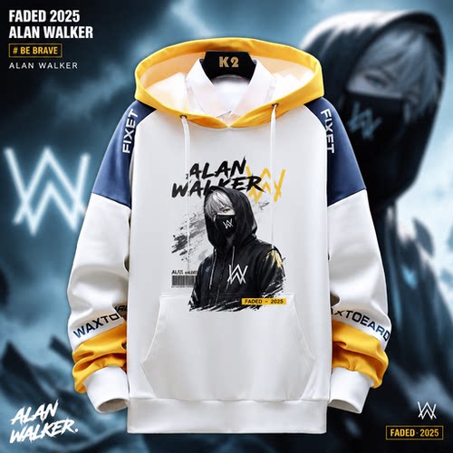 艾伦沃克AlanWalker撞色加绒卫衣