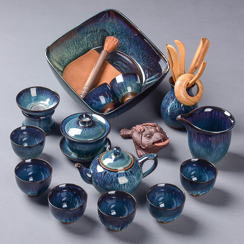 Tao blessing Kiln transformation Tianmu Jianzhan tea set suit household a complete set Tuhao wire drawing tea set teapotin the Tableware , Tea set , Kung Fu Tea  category - from Buy2taobao.com to provide professional Taobao agent buy service