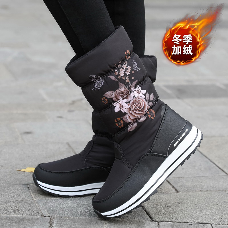 东北雪地靴女士中筒加厚大棉鞋女冬季加绒高帮防水防滑保暖长靴子