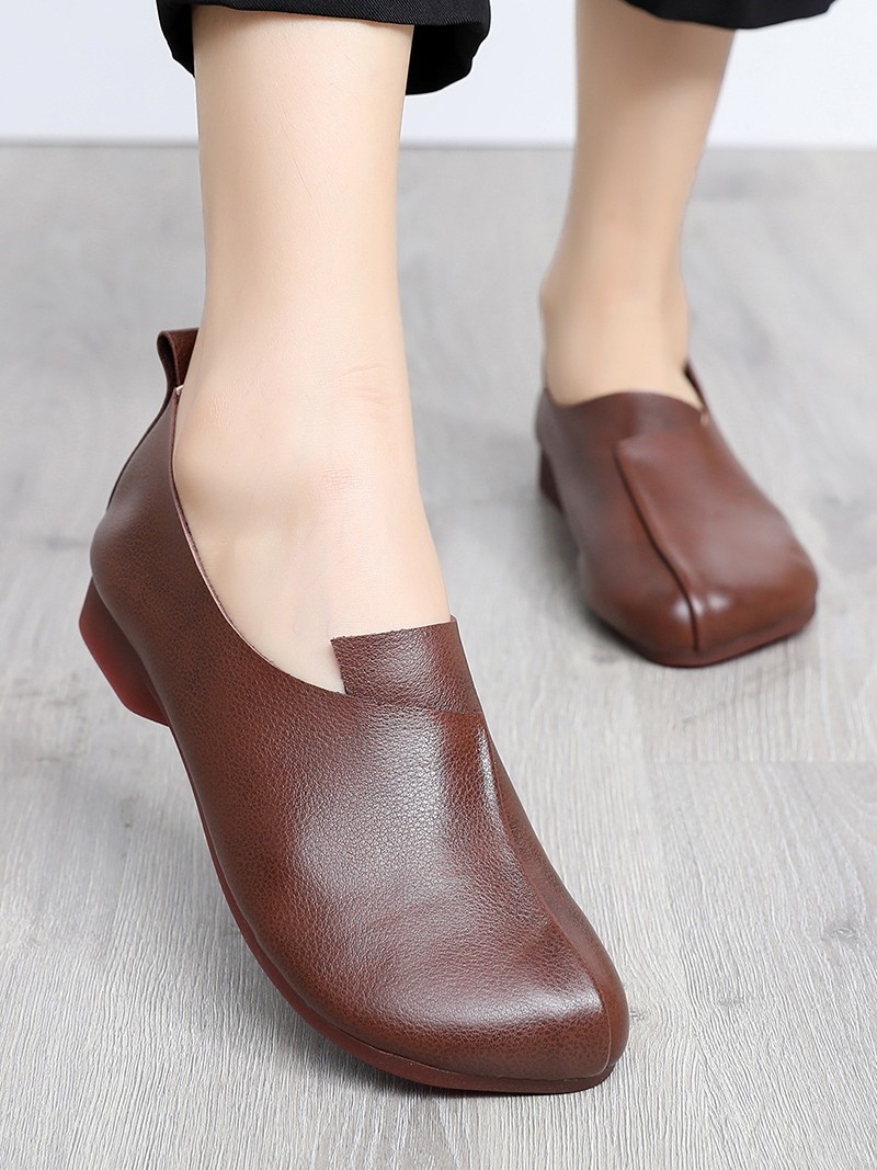 真皮平底单鞋女2023秋季新款软皮百搭豆豆鞋舒适大尺码女鞋子41-4,女鞋,深口单鞋,淘宝优惠券,粉丝福利购,淘宝优惠卷