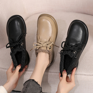 新款 妈妈棉皮鞋 真皮加绒棉鞋 毛毛鞋 41一43 女士脚宽肥大码 2025冬季