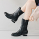 加绒妈妈靴子41 尖头单靴大码 真皮中筒靴女士时尚 2025秋冬新款
