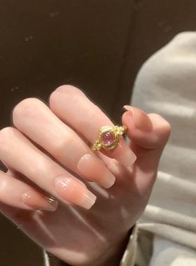新中式轻奢镶嵌蛋面戒指女小众复古指环时尚高级感手饰开口可调节