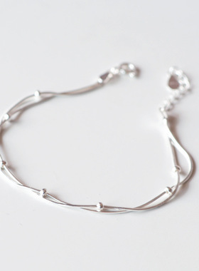 S925纯银韩版小圆球手链百搭显白