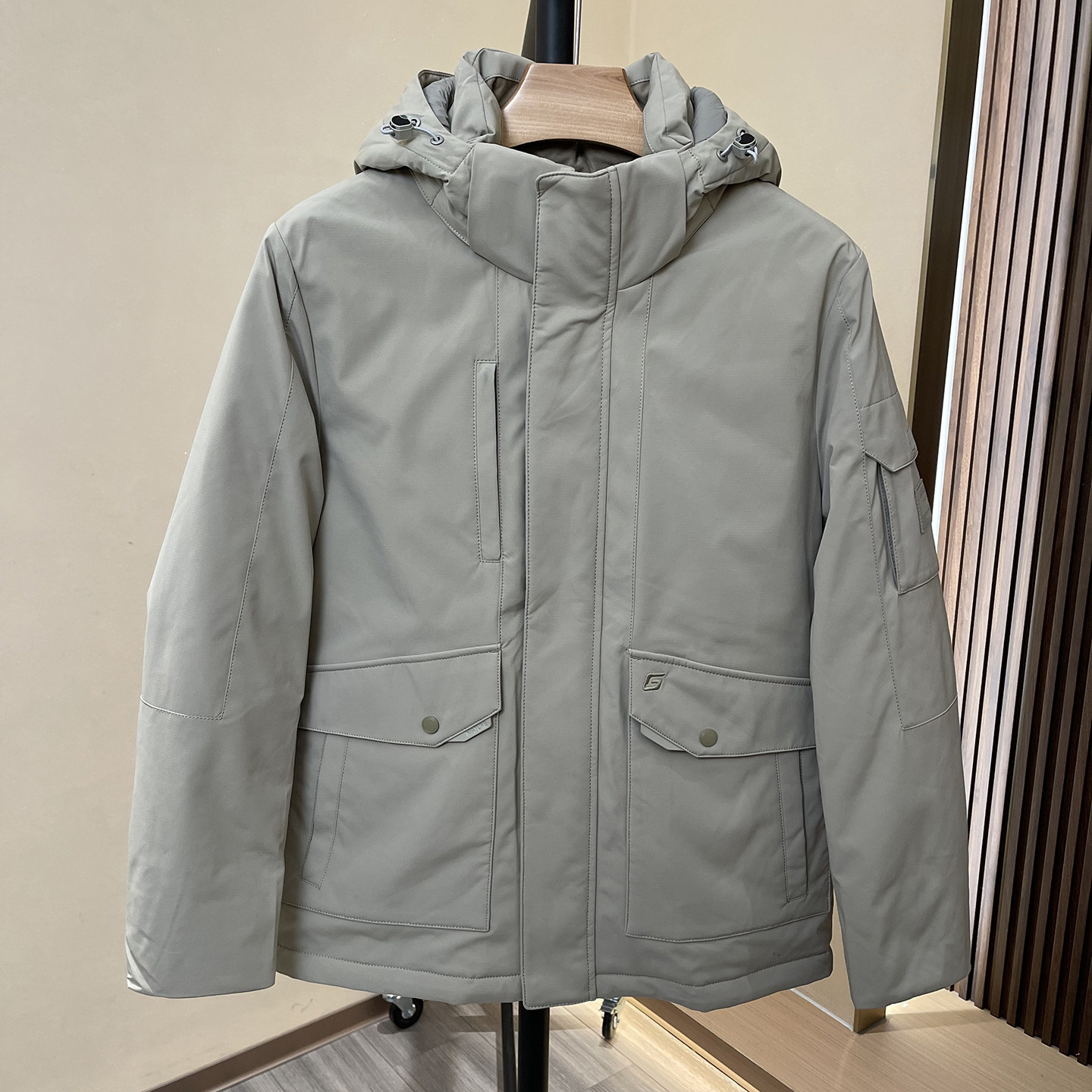 90白鸭绒卡其男士羽绒服短款加厚