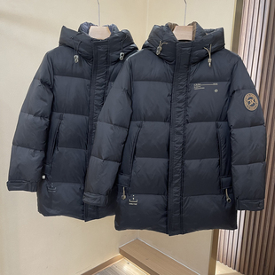 高蓬松!90白鸭绒!户外保暖!冬季中长款防风加厚连帽羽绒服男装