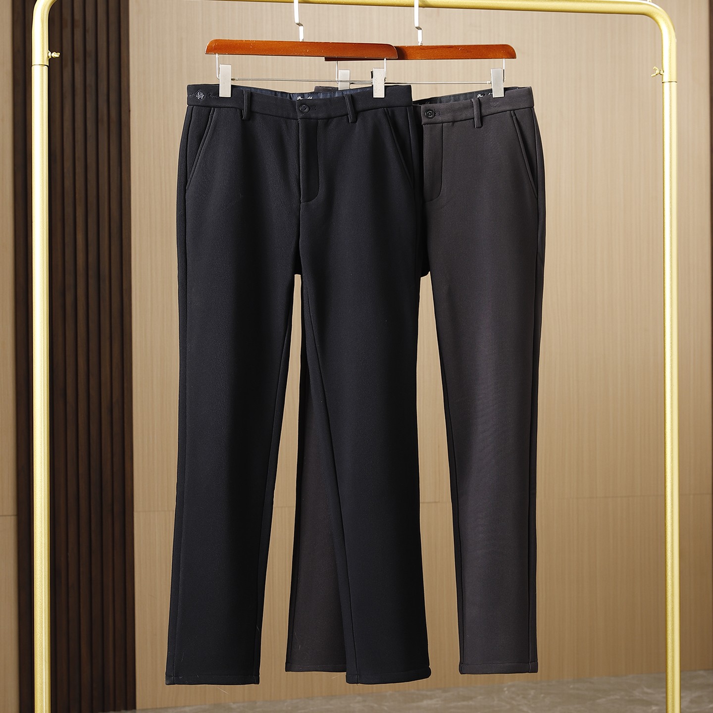 暖绒内里冬季加绒直筒商务休闲裤