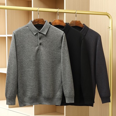 羊毛翻领商务打底衫男长袖POLO衫