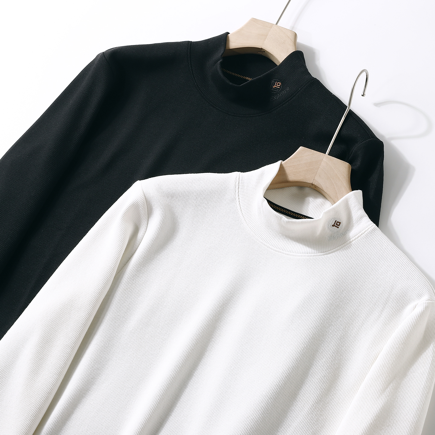 半高领一体细绒打底衫圆领卫衣男