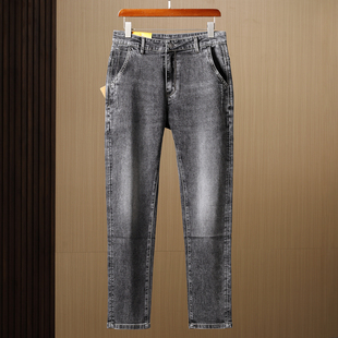 韩版 工厂尾货入秋穿弹力休闲裤 修身 外贸男装 小脚灰色牛仔裤 75棉