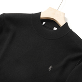 权贵黑 3羊毛 骑马刺绣基础打底针织衫 H系 毛衣男圆领秋冬薄款