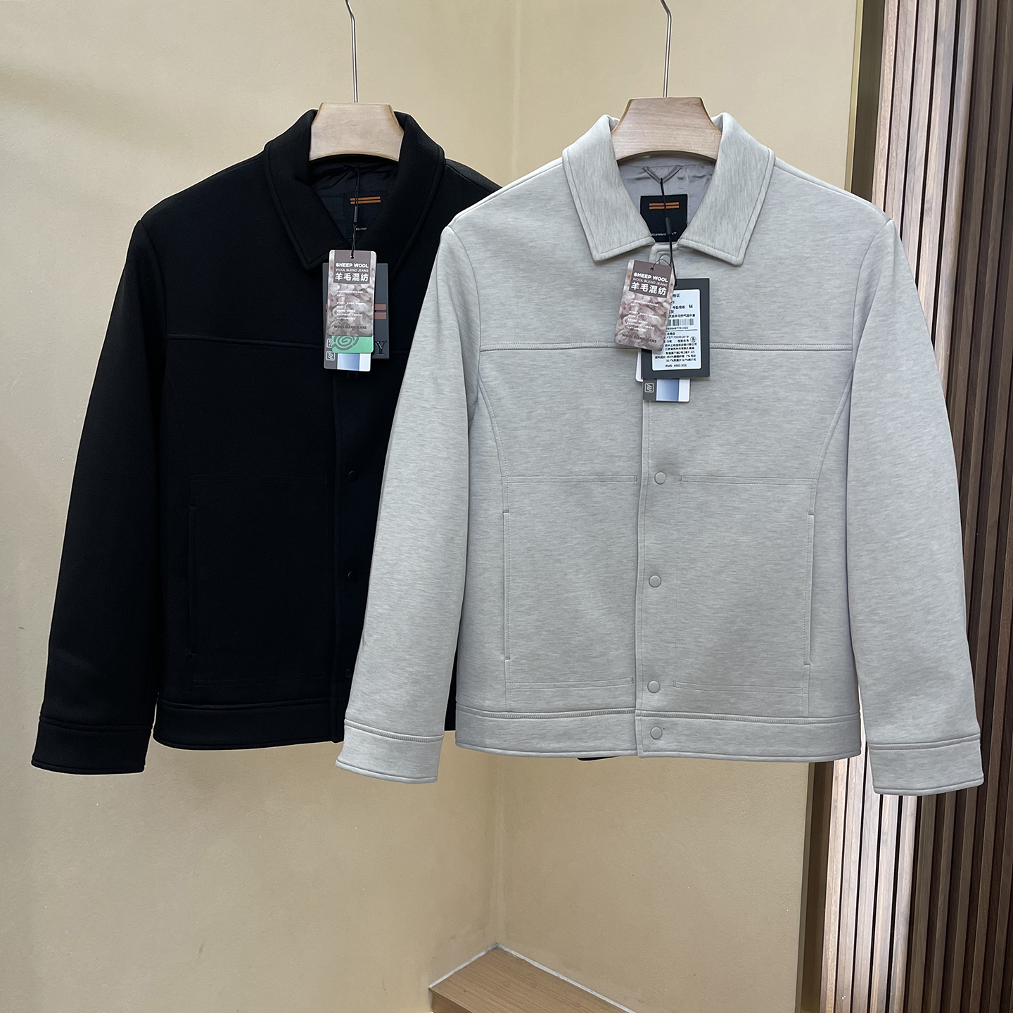 绵羊毛莱赛尔空气层免烫翻领夹克