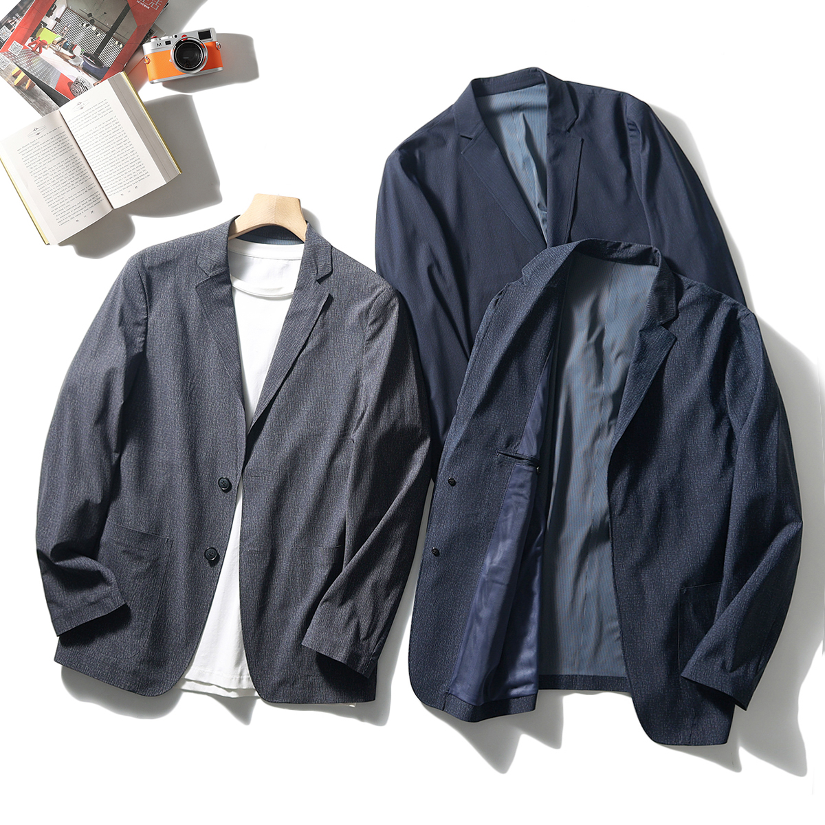 垂坠挺括无痕压胶薄款透气西服