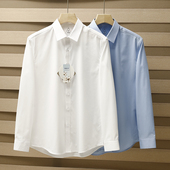 衬衫 长袖 男 高端纯棉微弹免烫抗皱白色商务工装 100支新疆长绒棉