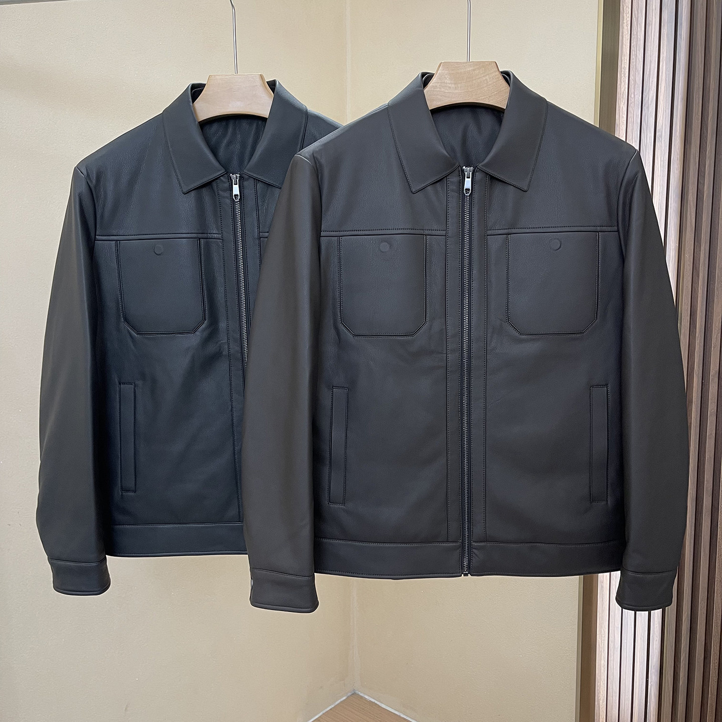 轻奢鹅绒+弹力PU商务羽绒服皮衣