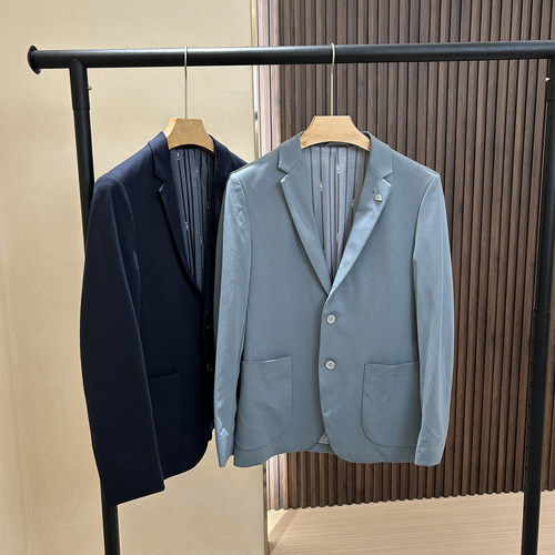 针织弹力！免烫亲肤！品牌剪标春款商务休闲西服外套修身西装轻薄