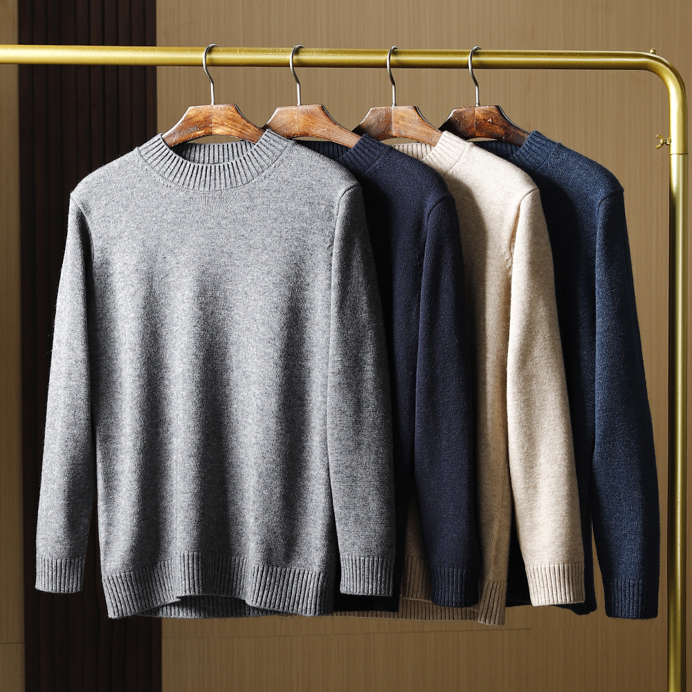亲肤弹力半高领8绵羊毛针织衫男