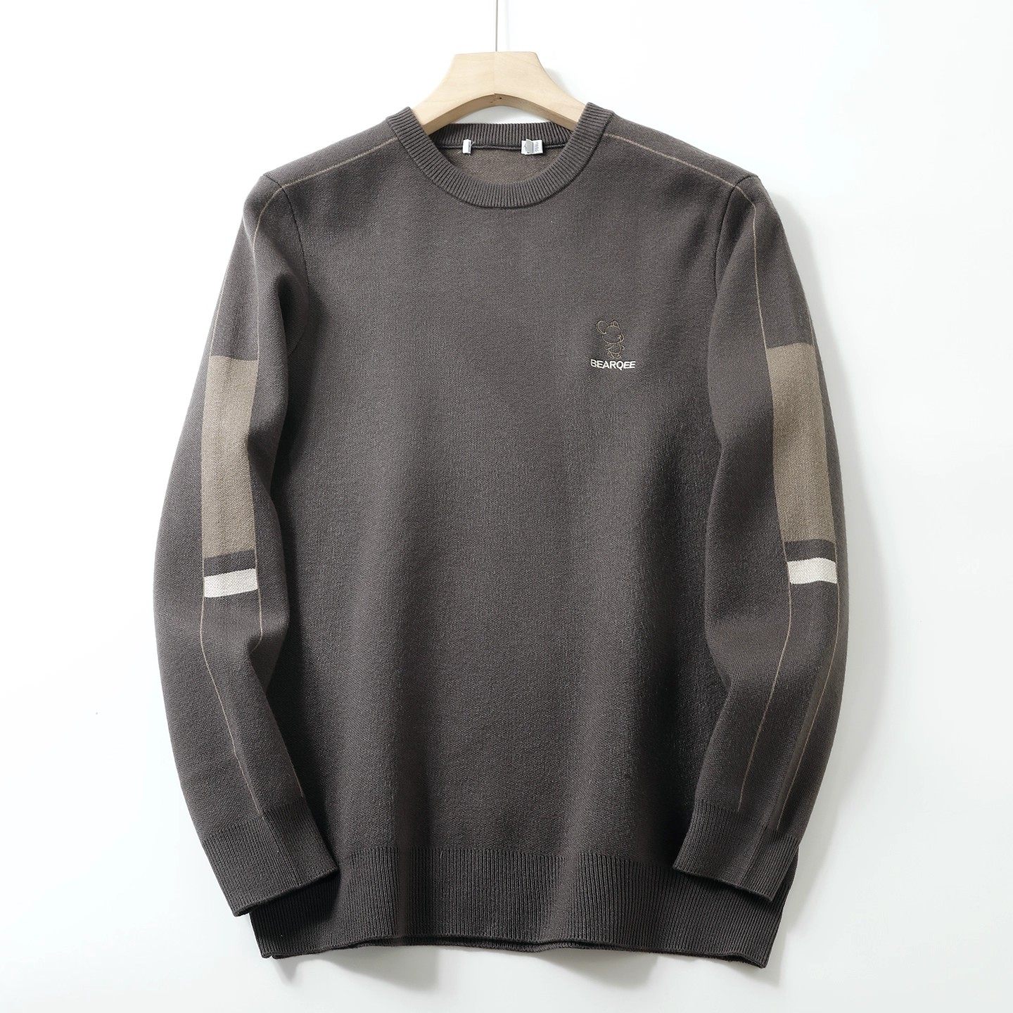 H系！包芯纱+撞色刺绣！秋冬厚款圆领针织衫时尚青年男士打底毛衣,男装,针织衫/毛衣,淘宝优惠券,粉丝福利购,淘宝优惠卷