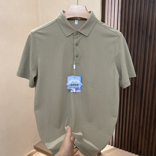 夏季凉感天丝棉亚麻短袖POLO衫男