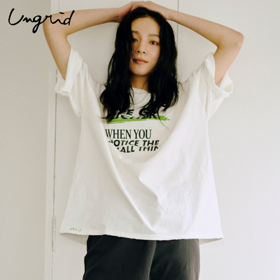 Ungrid26夏新品复古印花短袖T恤