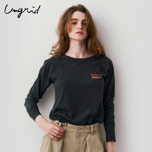 Ungrid日系logo印l花长袖T恤