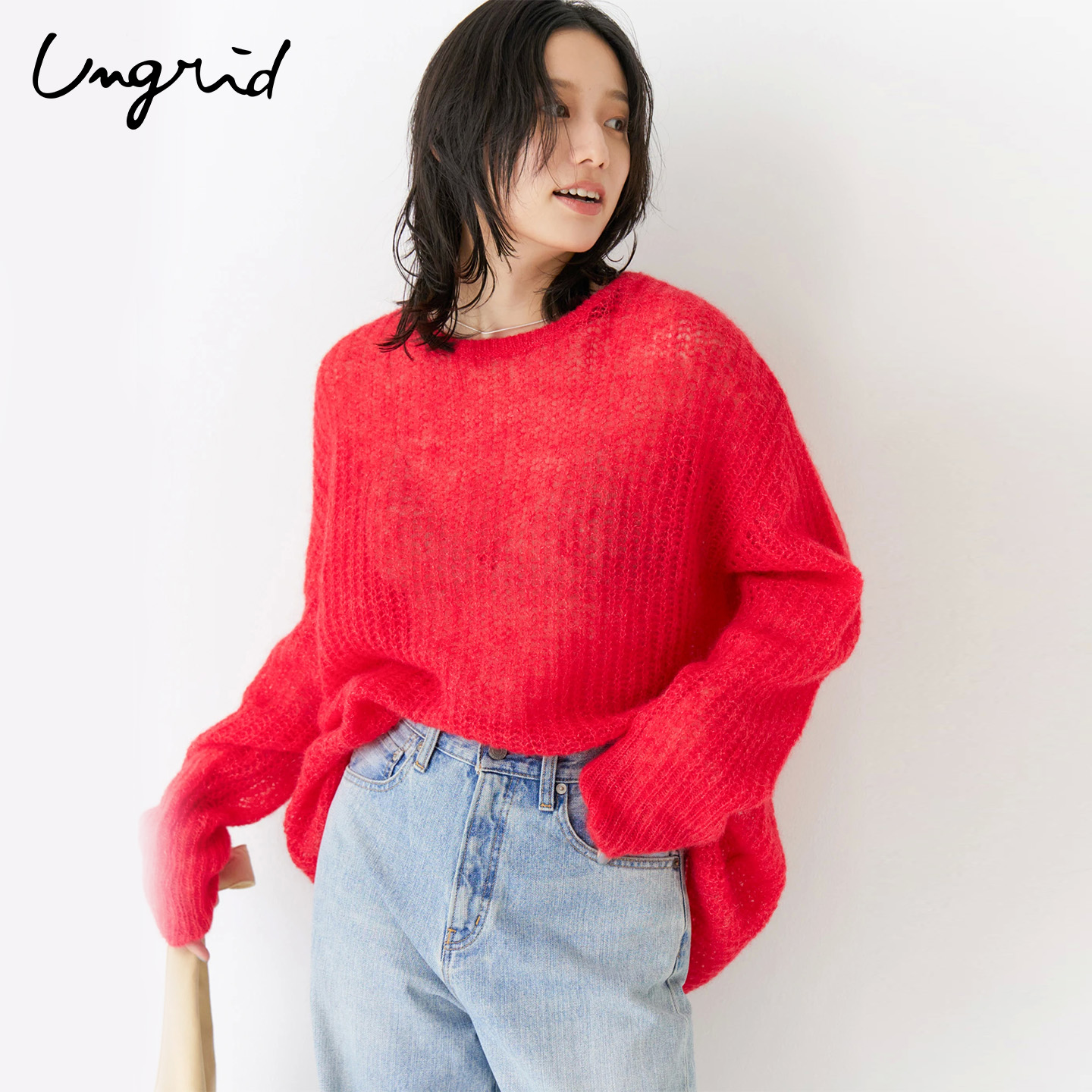 Ungrid25秋冬新品半透毛针织衫