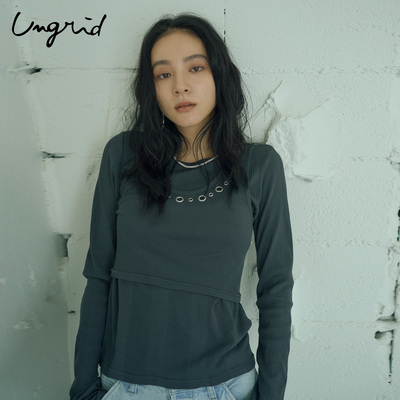 Ungrid26春新品背心T恤两件套女