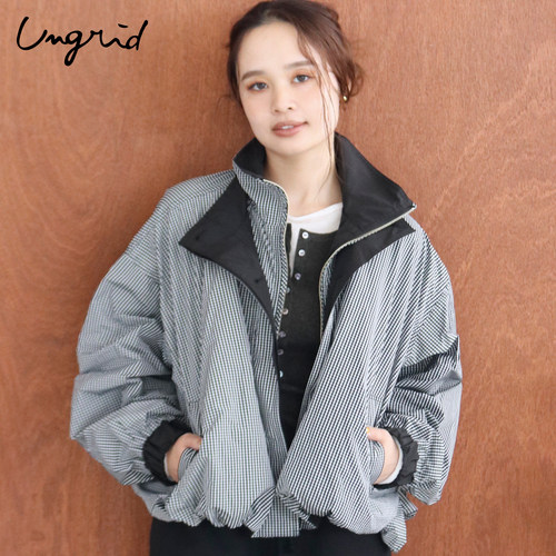 Ungridmini格纹花苞夹克衫