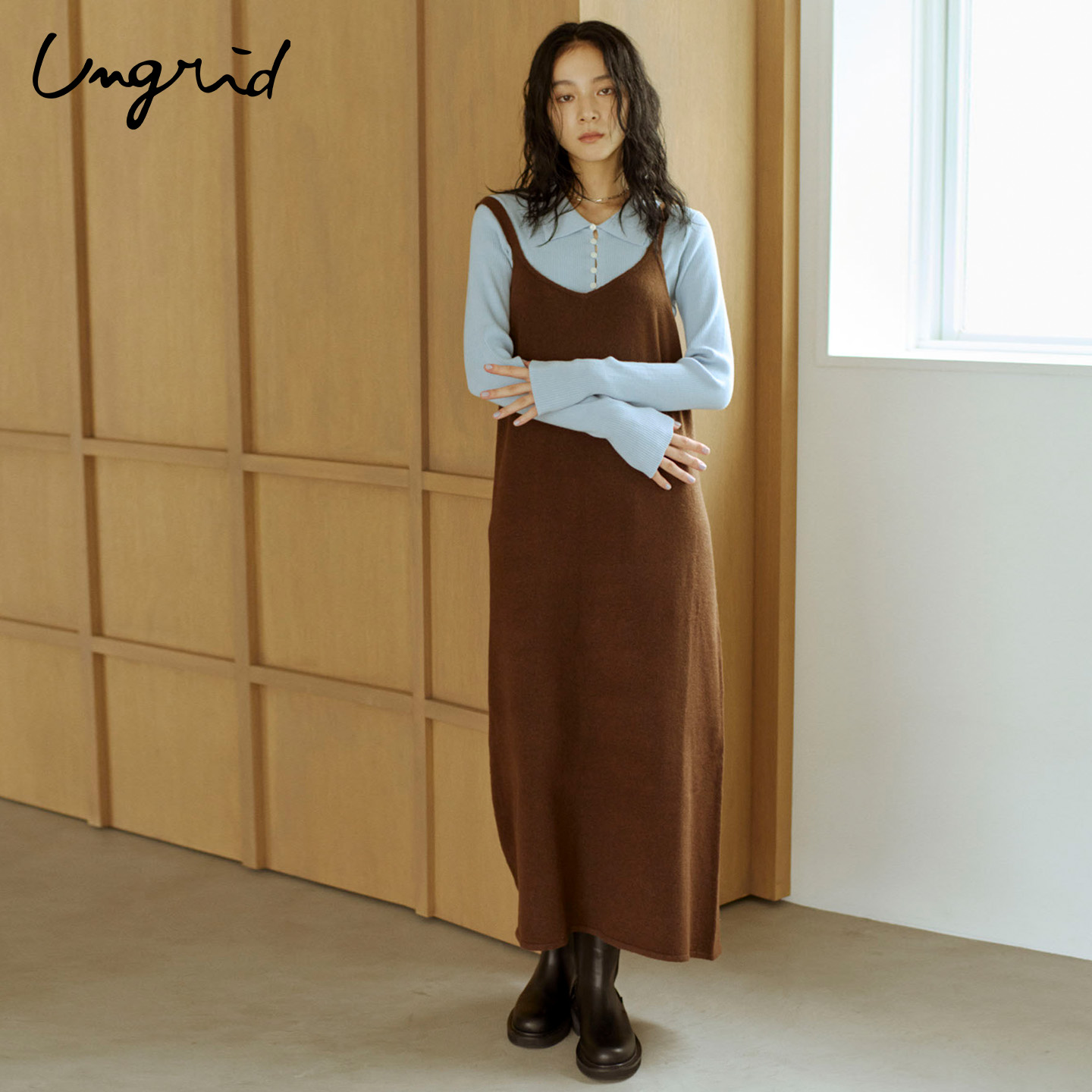 Ungrid25秋冬新品日吊带连衣长裙