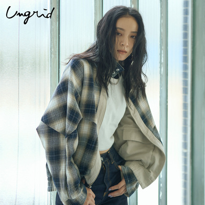 Ungrid26春季新品格纹夹克短外套