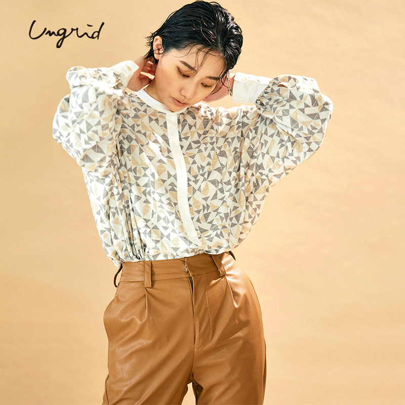 ungrid衬衫日系女装春夏新款宽松碎花系扣通勤叠穿长袖上衣
