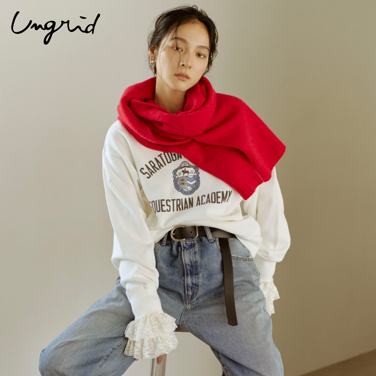 Ungrid25冬季新品字母印花卫衣