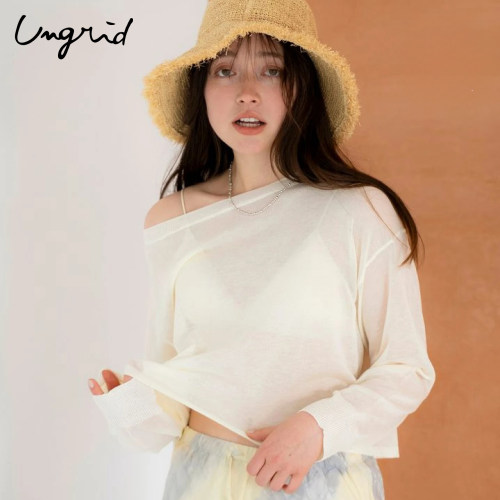 Ungrid2026秋新品女日系微透长袖网眼针织衫叠穿透视感打底衫
