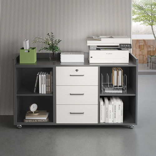 办公室边柜边柜文件柜矮柜印表机置物柜收纳柜移动收纳办公桌边柜