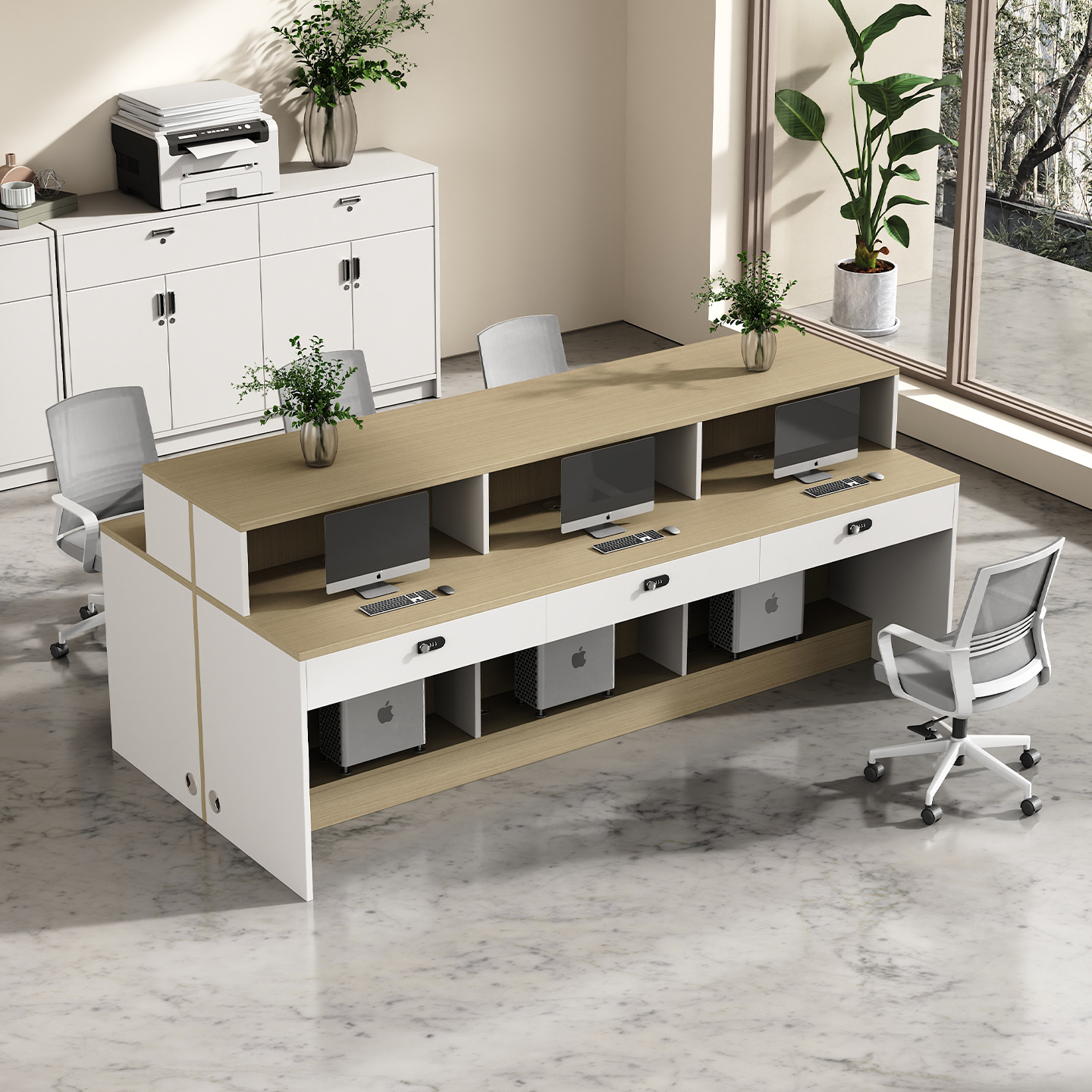 办公桌卡座简约现代屏风桌椅组合