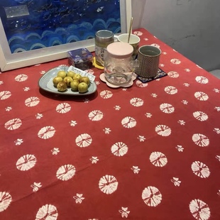 云南民族特色白族手工全棉扎染服装布料装饰面料窗帘布蜘蛛蝴蝶花