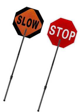 反光柔性slow手举牌停车场红色标志牌交通减速慢行指示牌