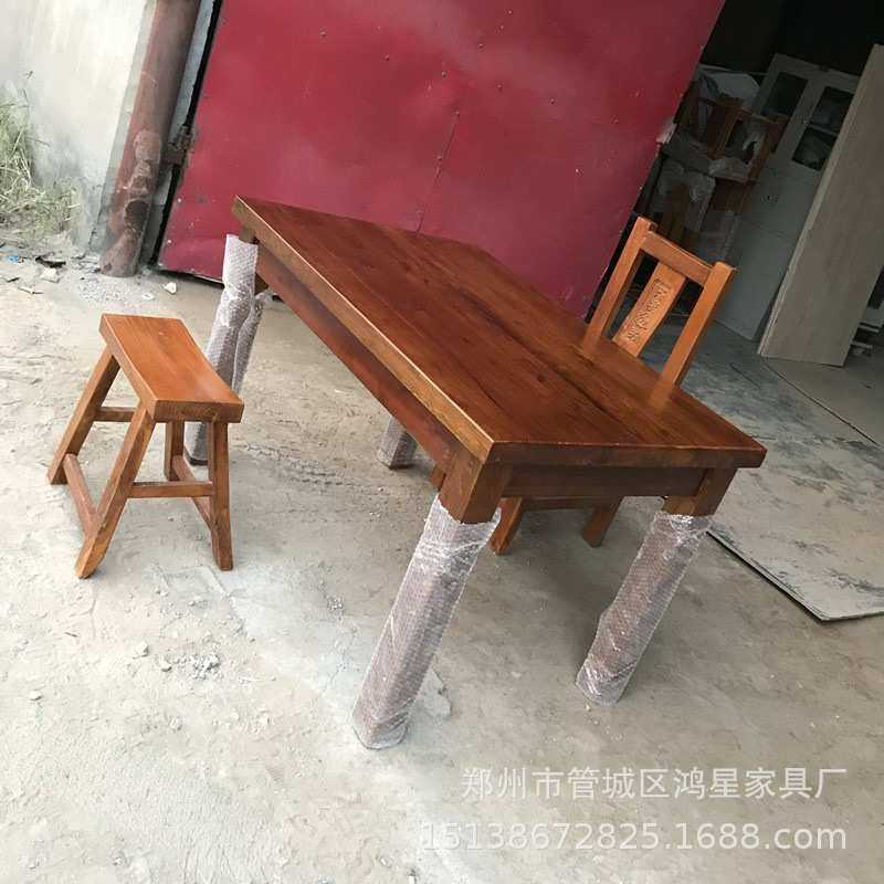 实木碳化圆桌 仿古餐桌椅 饭店餐馆火锅组合桌椅 烧烤桌椅