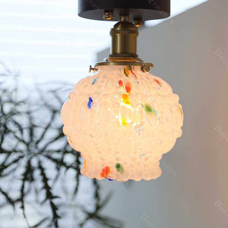 中古风花团糖果珍珠彩色泡泡玻璃吊灯复古南洋怀旧风床头民宿吊灯