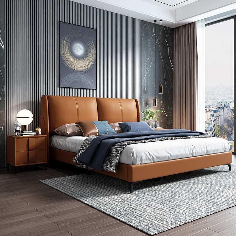 皮床轻奢床1.8米双人婚床现代简约主卧1.5米单人软体床皮艺储物