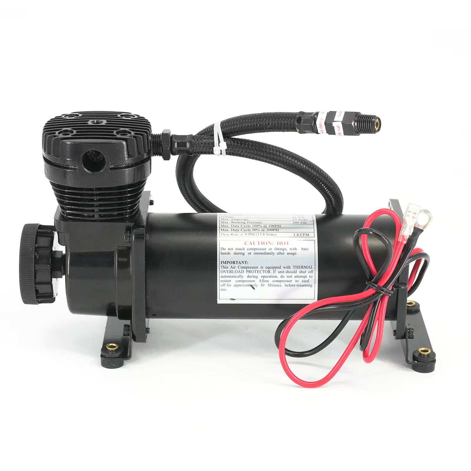 12V汽车改装悬挂气泵 黑色气动压缩机 改装悬架电动压缩机 1/4npt