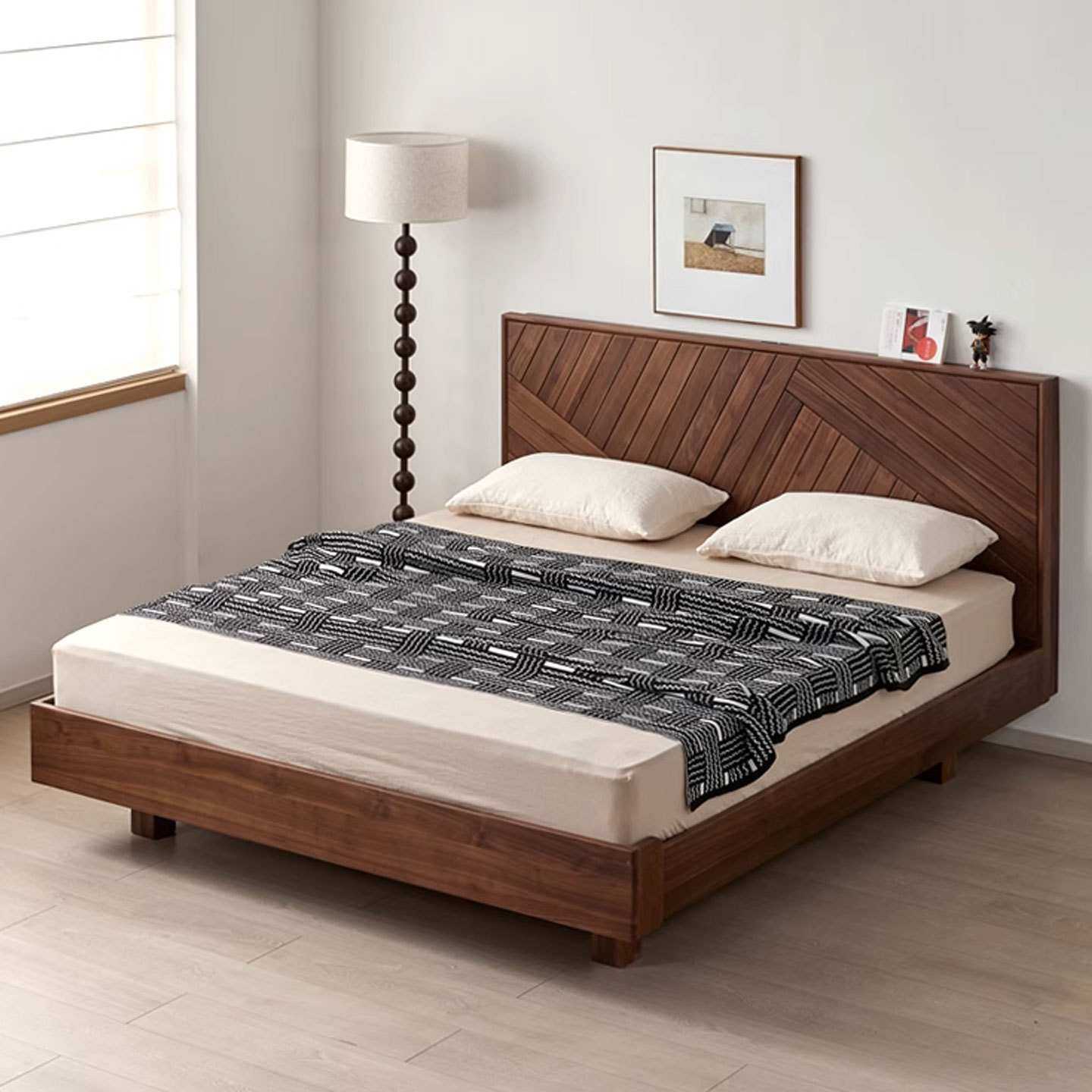 北美黑胡桃木鱼骨床现代简约原木主卧复古床北欧实木樱桃木双人床,鲜花速递/花卉仿真/绿植园艺,割草机/草坪机,淘宝优惠券,粉丝福利购,淘宝优惠卷