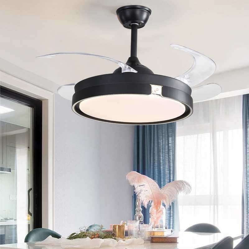 吊扇灯新款客厅卧室餐厅隐形风扇灯现代时尚风扇灯 中山灯具