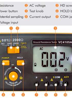伊万厂家VC4105A(新)光伏接地电阻仪高清接地电阻英文版