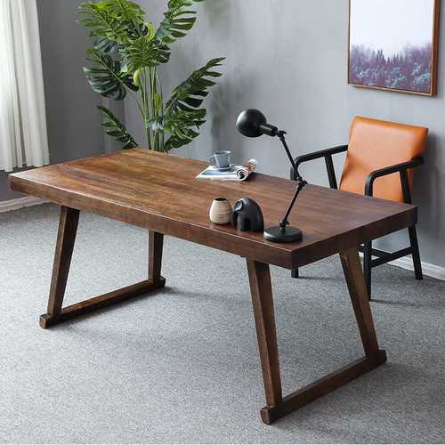 现代休闲家用书桌写字台 北欧简约全实木办公桌创意电脑桌可定