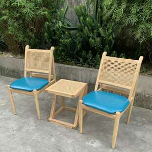 北欧现代藤椅三件套 阳台小茶几桌椅组合民宿休闲单人靠背腾椅子