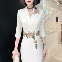 Champagne atmosphere evening dress women 2019 new noble banquet temperament fish tail host the stage queen celebrity