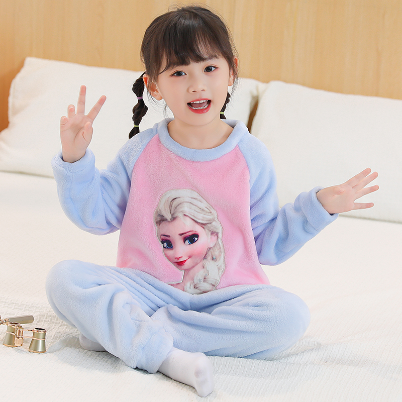 女童睡衣秋冬款2024新款法兰绒可爱小女孩珊瑚绒中大童儿童家居服