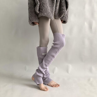 穿绝了 雾紫色 慵懒感过膝袜套踩脚搭配瑜伽裤 泰泰泰美了叭 真