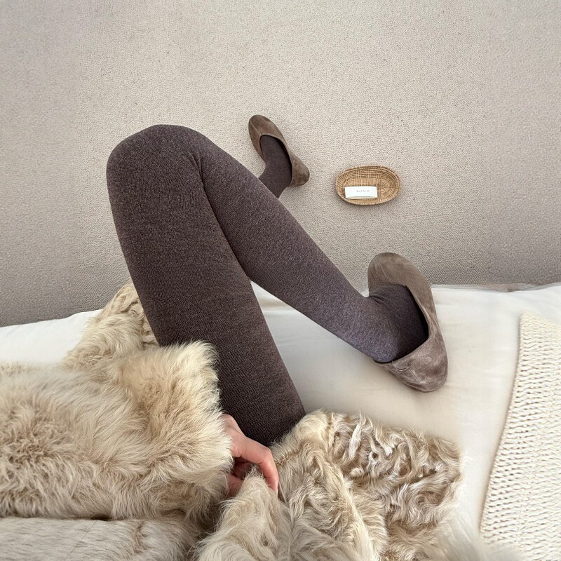 保暖加厚氛围感打底袜美拉德秋冬打底裤棕色竖条纹连裤袜踩脚秋冬